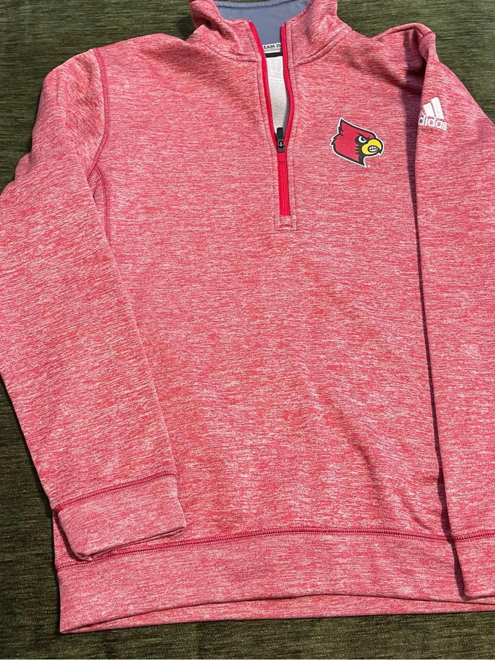 adidas Kids Heather Red Louisville Cardinals Quarter-Zip Pullover